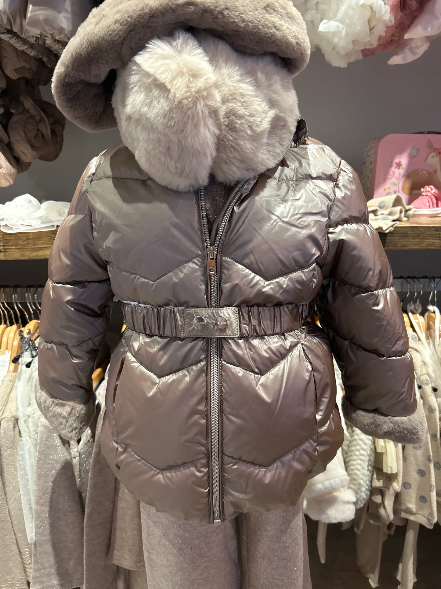 Mayoral metalic winterjas taupe